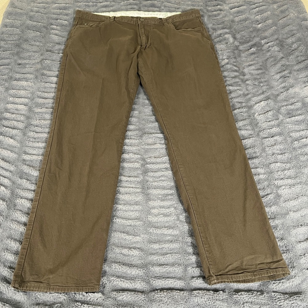 Linksoul Mens Brown Bamboo Cotton Stretch Straight Leg Chino Pants Size 40